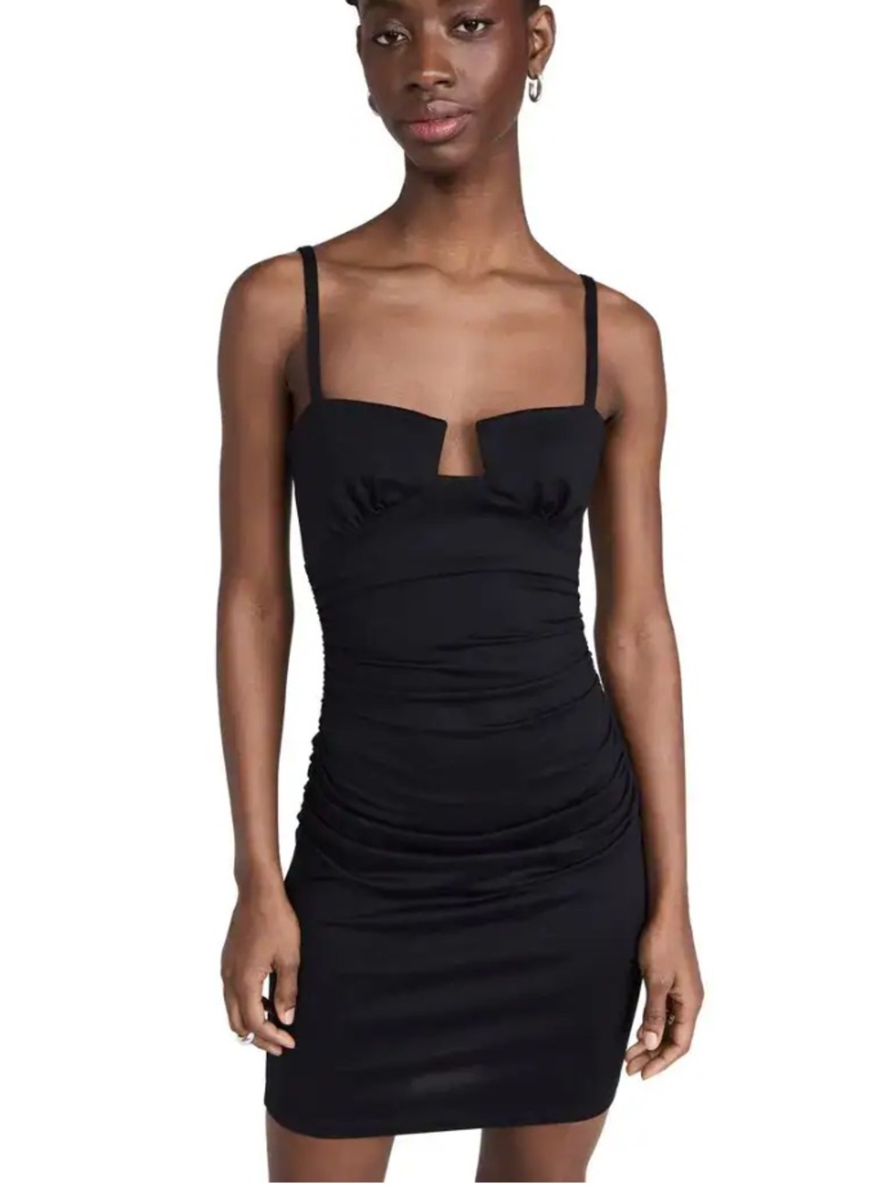 NWT SUSANA MONACO Gathered Angled Wire Dress Black Mini Size XS